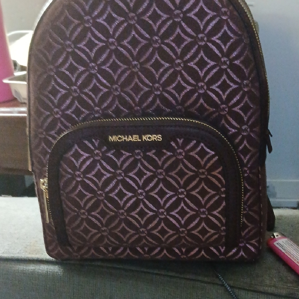 Michael Kors Plum Geometric Backpack